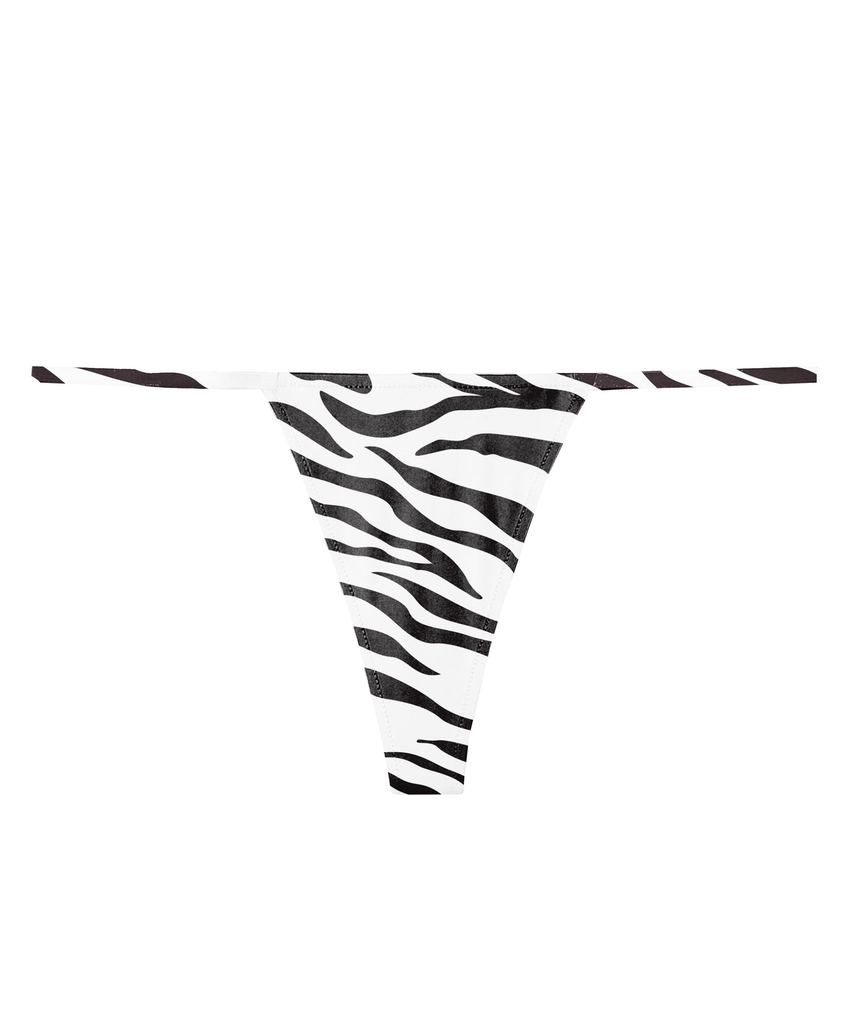 Bonjour Sleep Satin Thong: Black and White Zebra