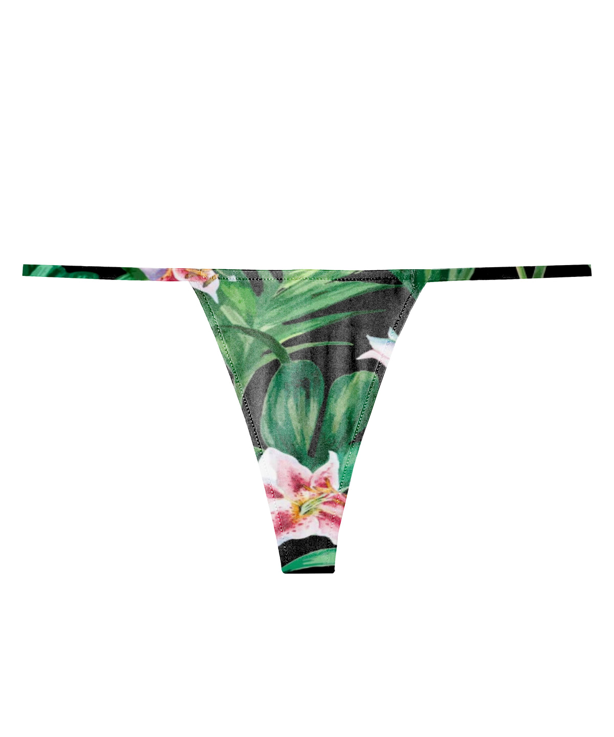 Bonjour Sleep Satin Thong: Green Palm