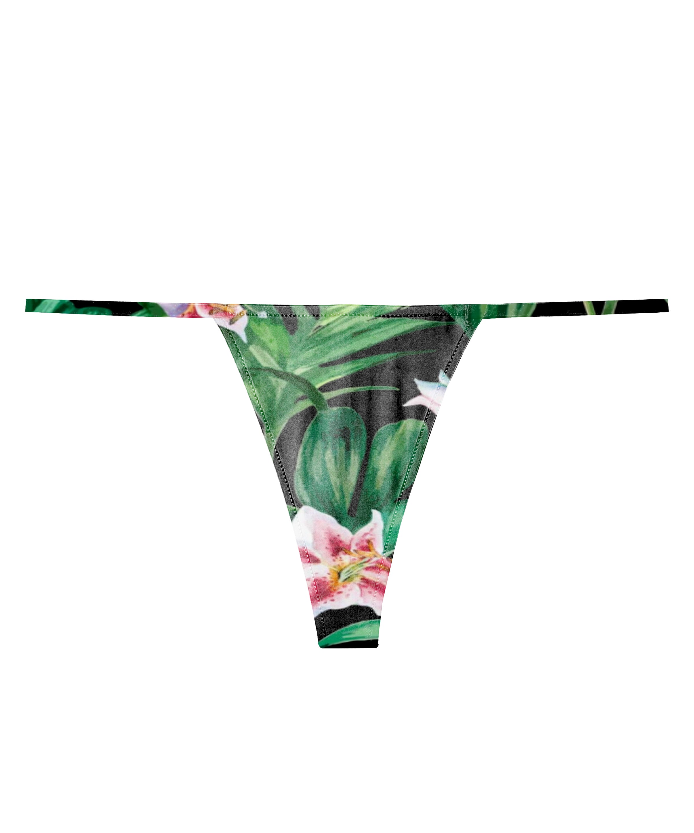 Bonjour Sleep Satin Thong: Green Palm