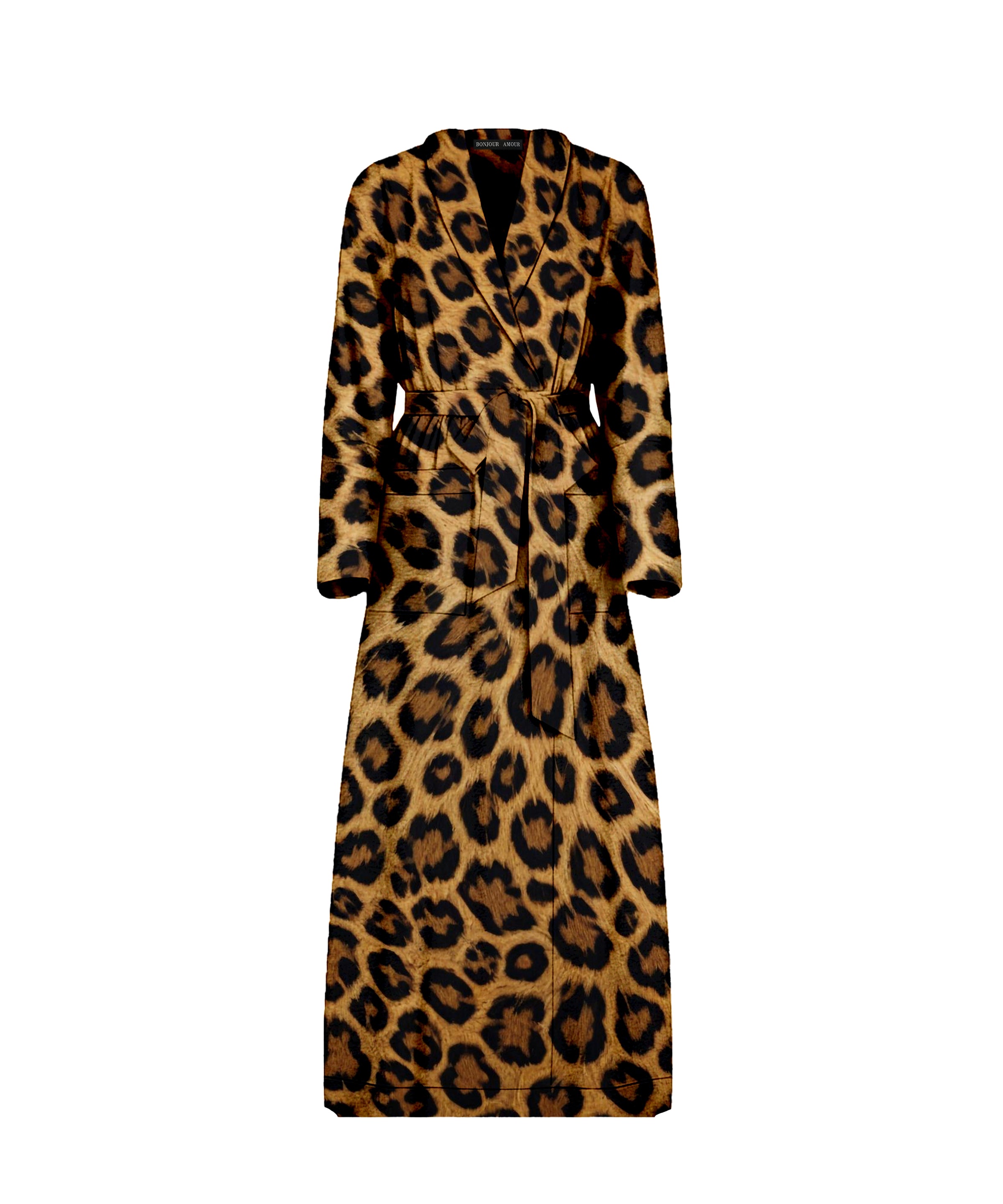 Bonjour Satin Sleep Robe: Leopard