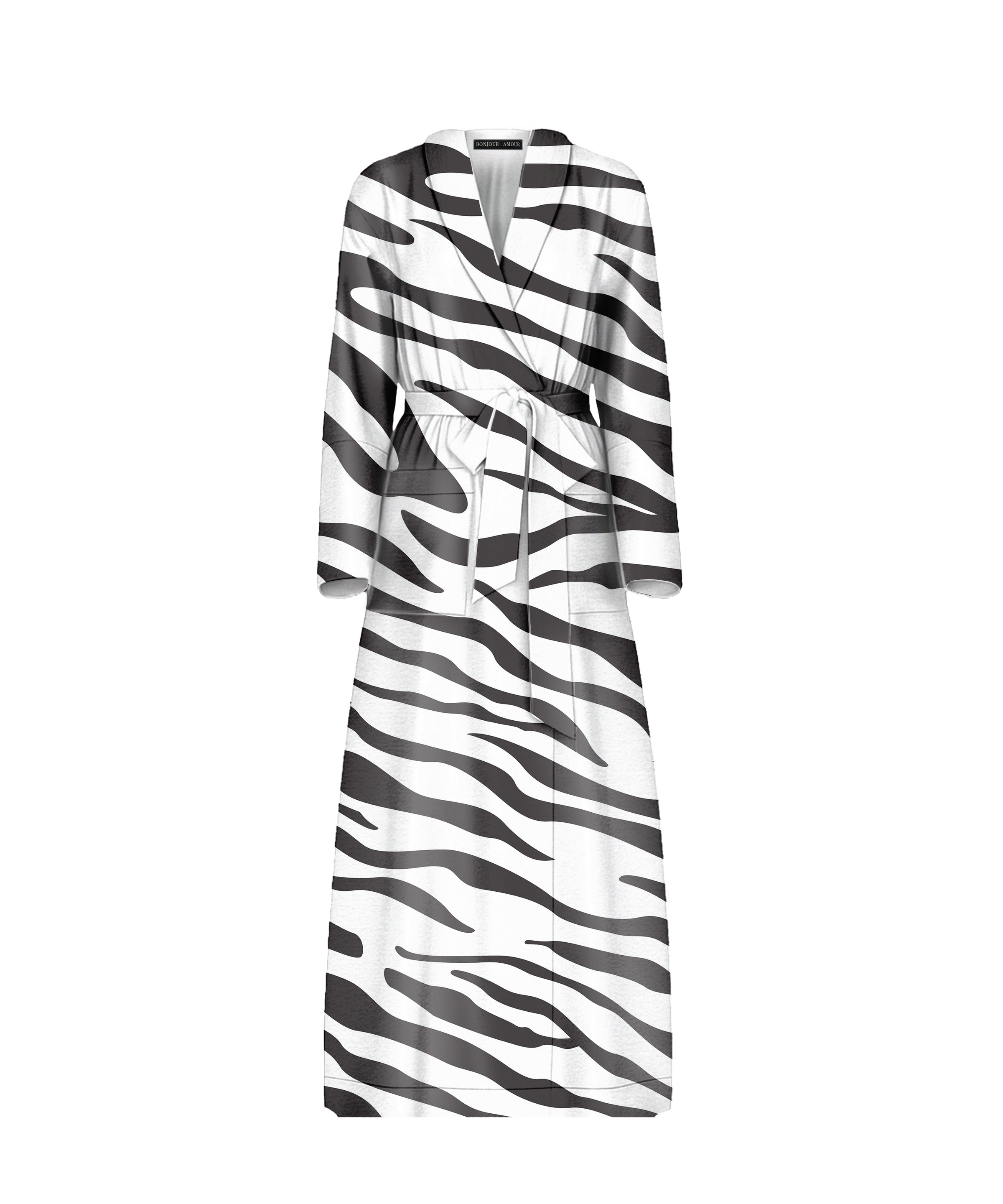 Bonjour Satin Sleep Robe: Zebra