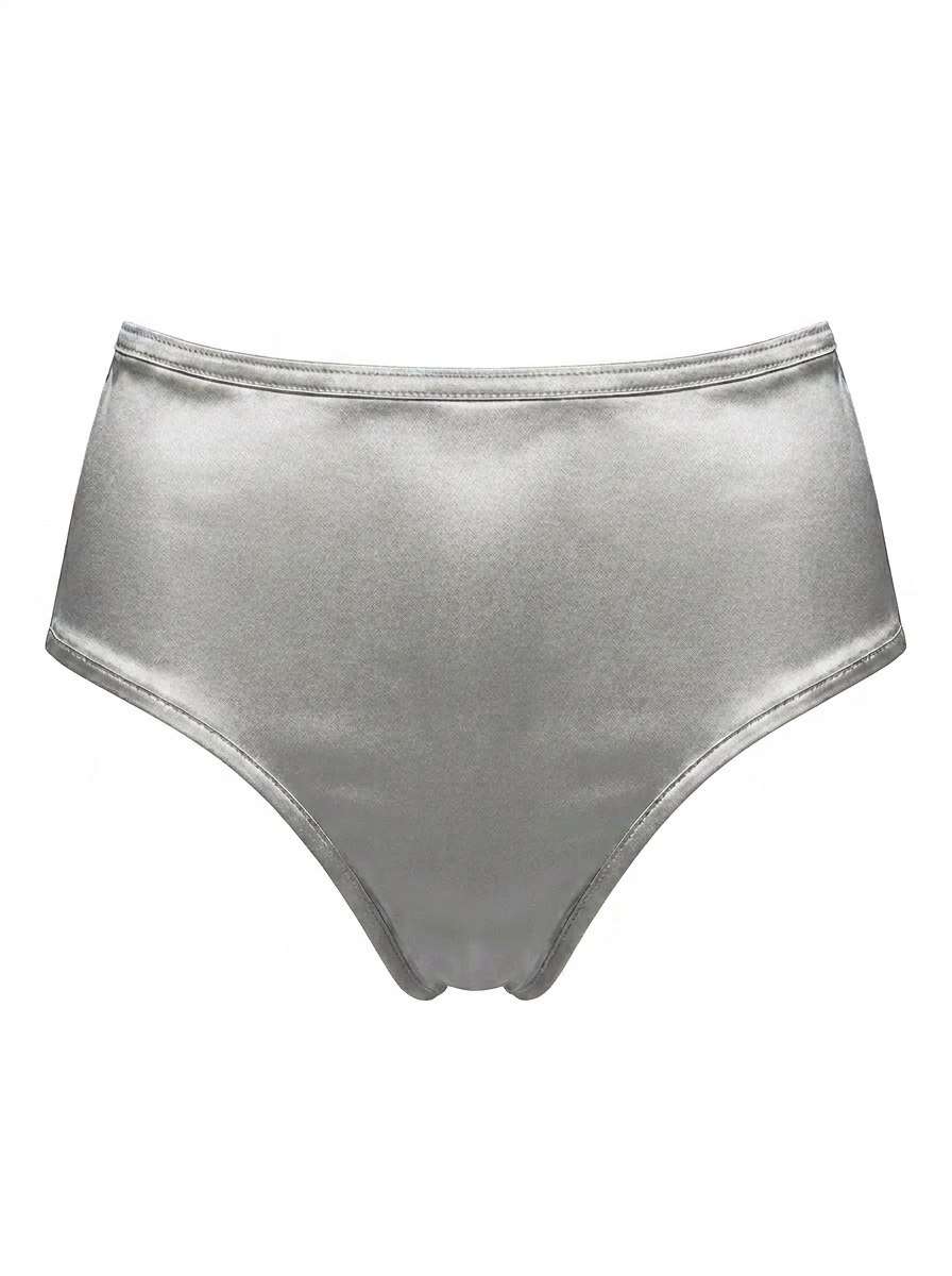 Bonjour Sleep Satin Highwaisted Panties: Silver